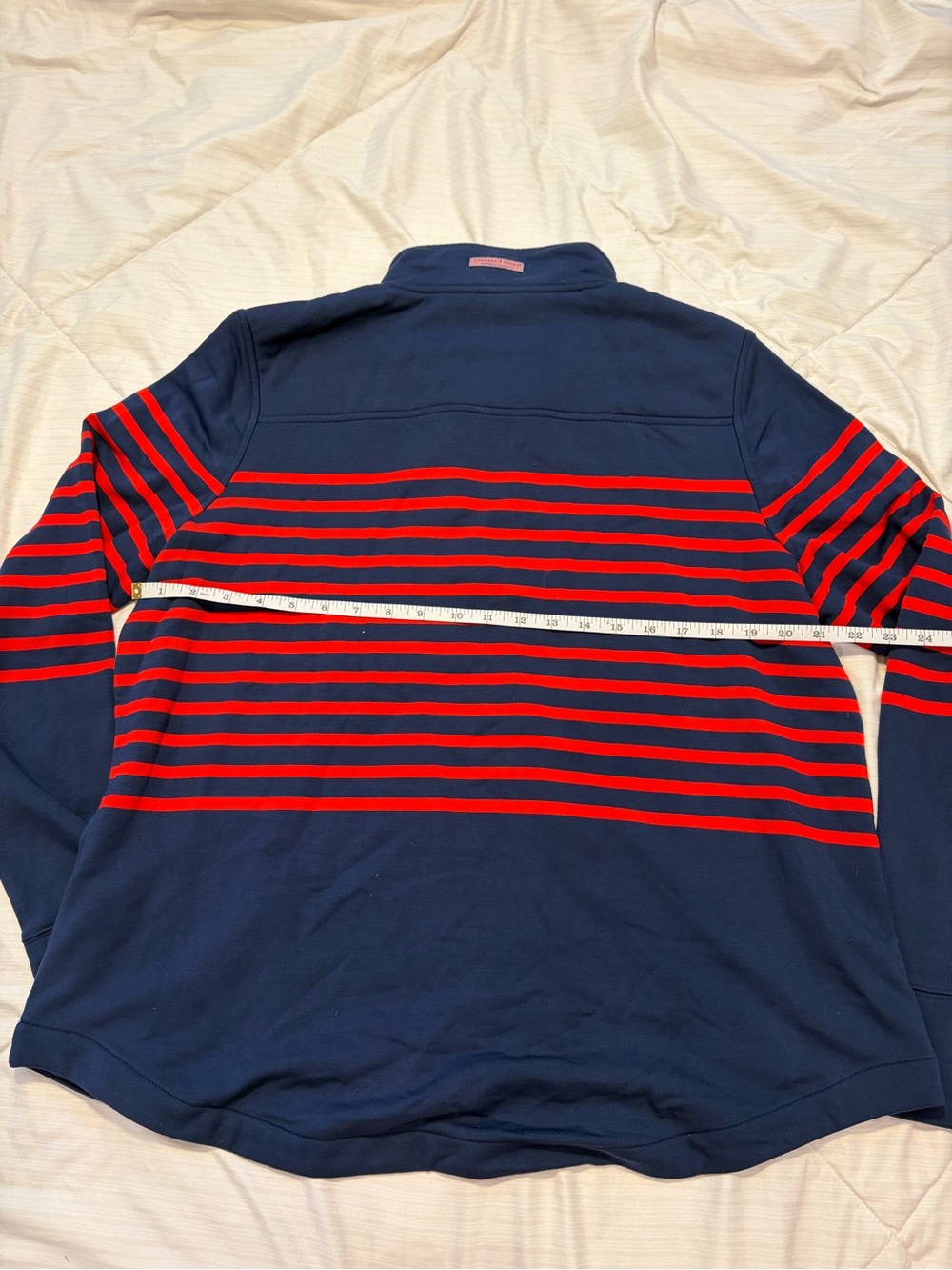 Vineyard Vines Women’s Shep Shirt Navy & Red Striped Quarter-Zip Sweatshirt NWT - Picture 6 of 8